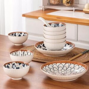 Dinnerware Set, Ceramic Kitchen Floral Dinner Set, Quality Porcelain, Dishwasher Safe, Japanese
