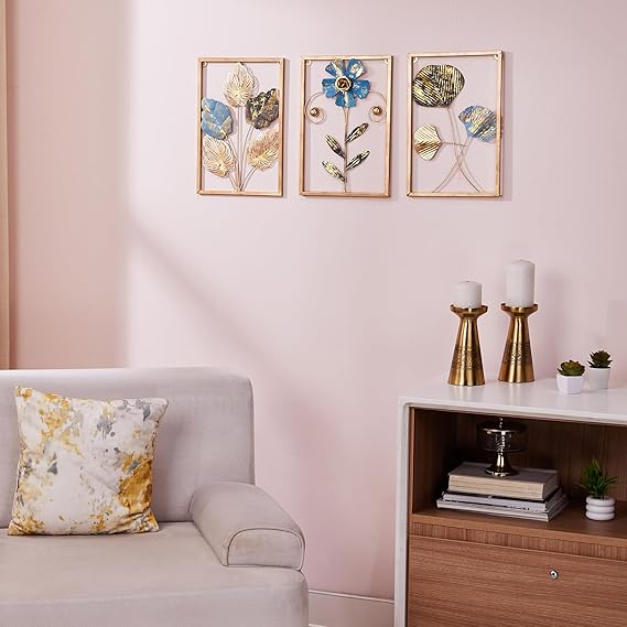 Solimo Leaves Metal Wall Decor | Elegant Nature-Inspired Iron Wall Hanging | Sturdy Iron | Wall Hanging | Wall Décor | Easy Installation | 37 x 25 cm Each | Set of 3 - Image 3
