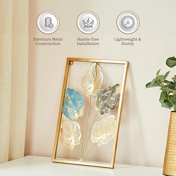 Solimo Leaves Metal Wall Decor | Elegant Nature-Inspired Iron Wall Hanging | Sturdy Iron | Wall Hanging | Wall Décor | Easy Installation | 37 x 25 cm Each | Set of 3 - Image 4