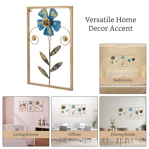 Solimo Leaves Metal Wall Decor | Elegant Nature-Inspired Iron Wall Hanging | Sturdy Iron | Wall Hanging | Wall Décor | Easy Installation | 37 x 25 cm Each | Set of 3 - Image 2